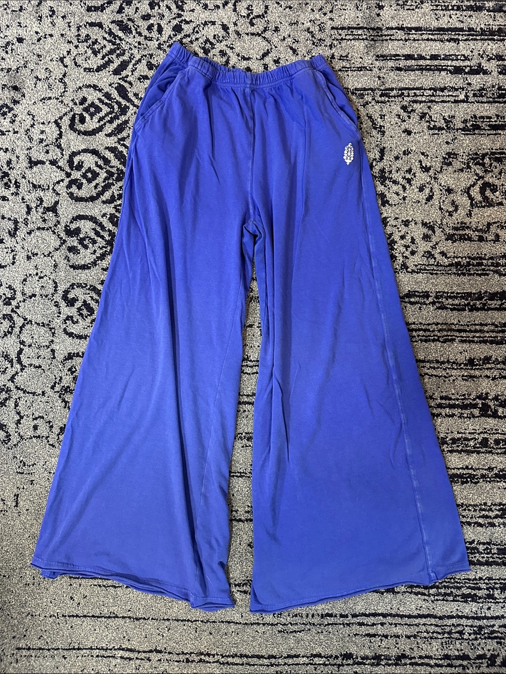 FREE PEOPLE Wide-Leg Lounge Pants in Royal Blue SIZE SP